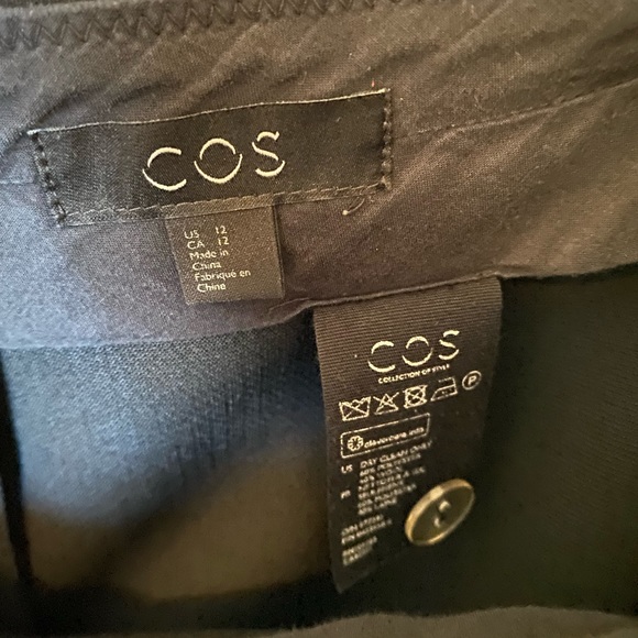 COS Black crop cropped wide leg pants w patch pockets sz 12 - Picture 6 of 7